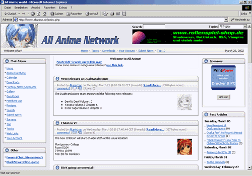 First Version of All Anime World (2001)
