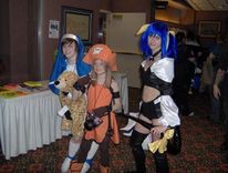 Three girls from video games. I didn't get a picture of the giant anchor that little girl carried.